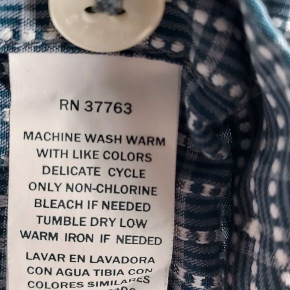 Perry Ellis M Cotton Check Button-Up Shirt Long Sleeve Casual Grid Pattern - Picture 8 of 9